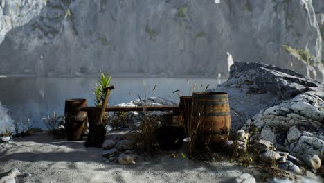 wooden-barrels-with-sea-fish-at-the-sand-beach